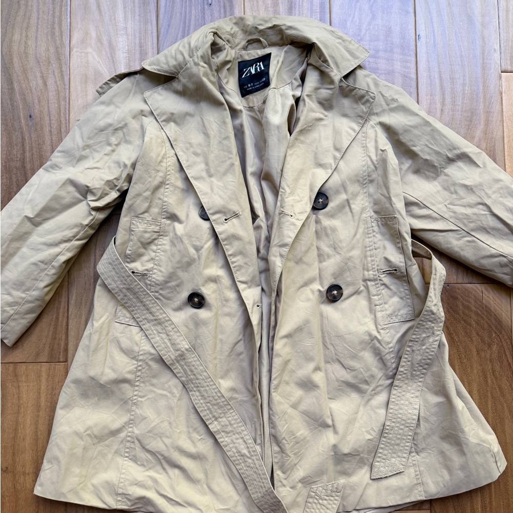 Zara Kids Beige Double-Breasted Trench Coat